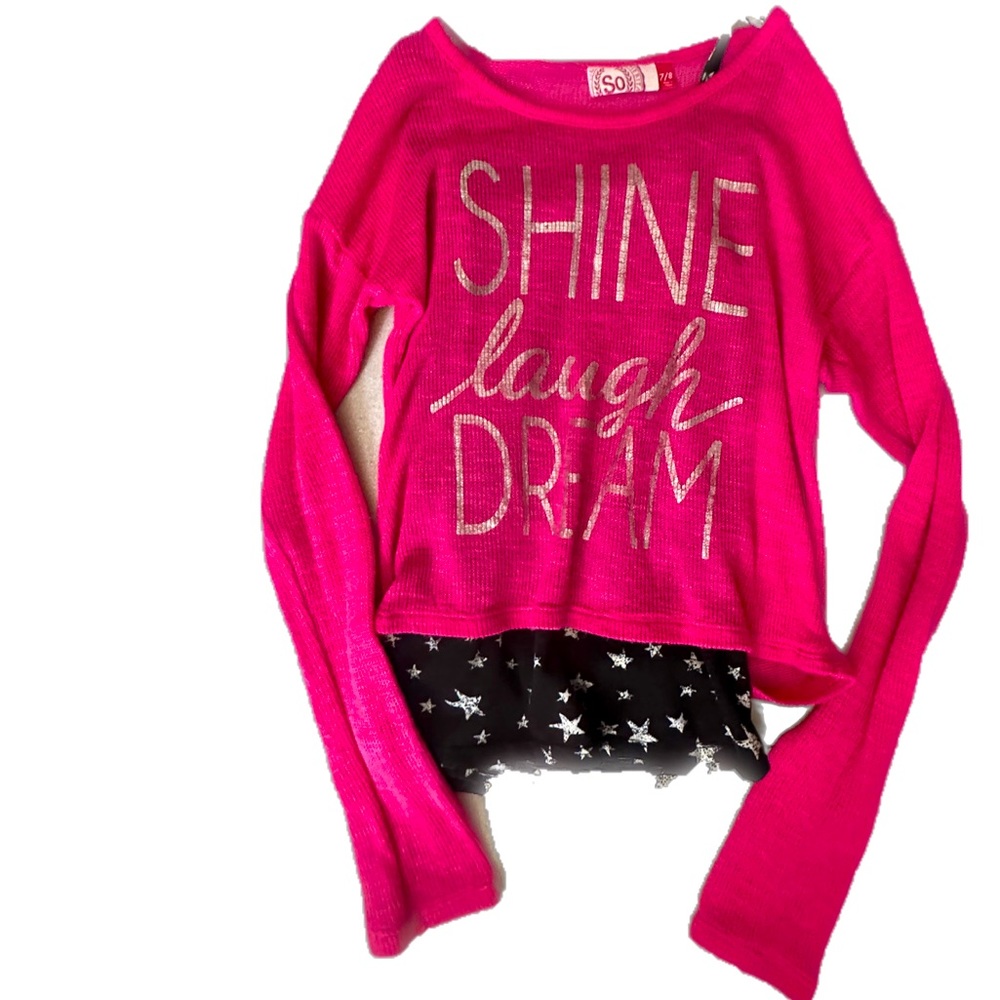 Girls Size 7/8 SO 2-piece Lightweight Sweater / long sleeve w/ Tank top under